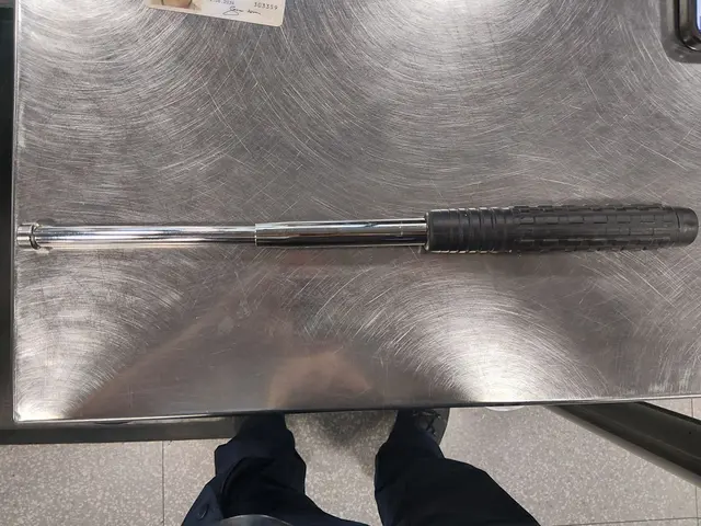 Diesen Teleskopschlagstock stellten die Beamten am Flughafen sicher.  | Foto: Bundespolizei