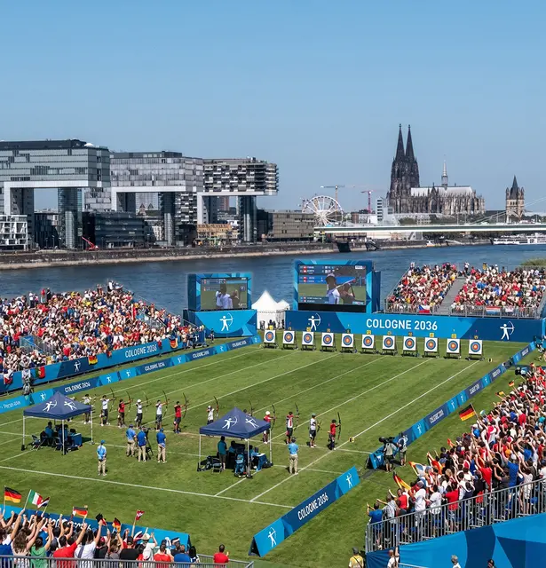 Auf den Poller Wiesen könnten etwa die Bogenschieß-Wettbewerbe stattfinden. In dieser Fotomontage haben wir uns vorgestellt, wie so etwas aussehen könnte.
 | Foto: mit KI-Hilfe erstellt
