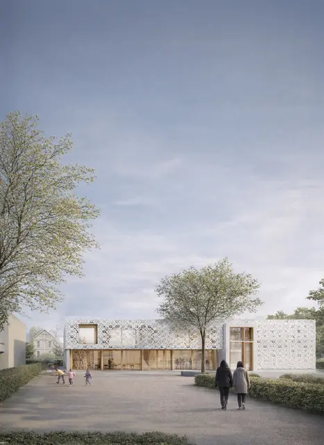 Der Entwurf des Kölner Büros "Königs Architekten" sieht einen Holzbau mit großer Glasfront vor. | Foto: Visualisierung Königs Architekten