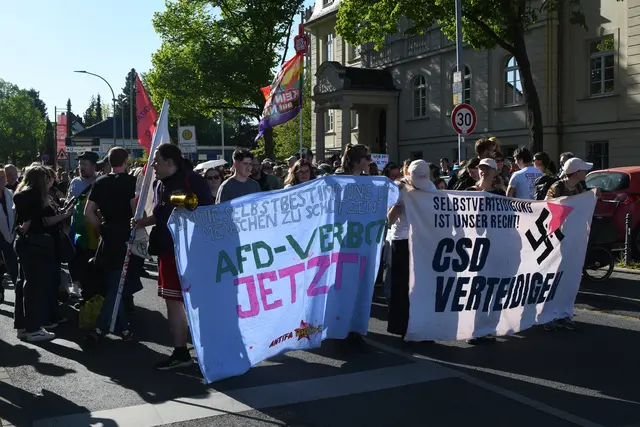 Rund 300 Menschen demonstrierten friedlich gegen die Veranstaltung der AfD. | Foto: Foto Brodüffel