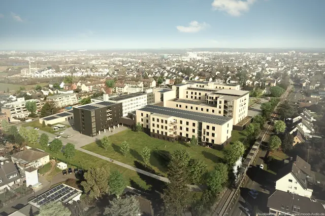 Auf der großen Grünfläche hinter dem Sankt Johannes Krankenhaus in Sieglar soll der hochmoderne Anbau binnen fünf Jahre entstehen.

 | Foto: GFO/Architekten Beckmann