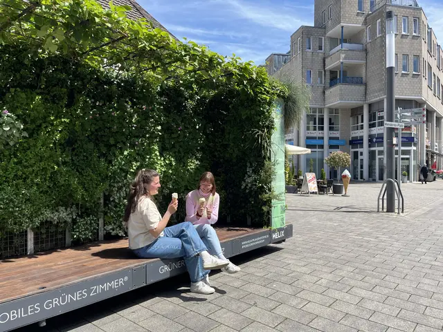 Das „grüne Zimmer“ ist unter anderem mit Kiwi, Lavendel und 
Potentilla bepflanzt und schafft einen besonderen Ort der Begegnung in der Troisdorfer Innenstadt.
 | Foto: Stadt Troisdorf