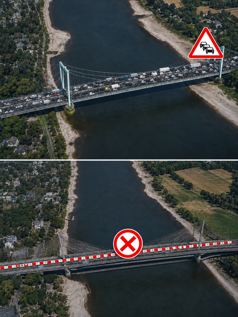 Die Rodenkirchener Brücke in Köln wird zur Ausweichbrücke für Bonn. Die KSG kritisiert die Stadt Köln  | Foto: Frei von Rechten Dritter
