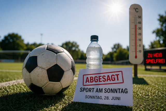 Wegen der angekündigten extremen Hitze fällt der Fußball-Aktionstag im Rahmen von „Sport am Sonntag“ für Grundschulkinder am Sonntag, 28. Juni, aus. | Foto: Montserrat Manke/ki-generiert mit Copilot (Symbolfoto)