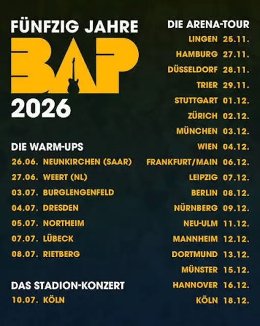Foto: Fotos mit Dank und freundlicher Genehmigung von BAP, Wolfgang Niedecken, Tina Niedecken, Semmel Concerts Entertainment und Archiv