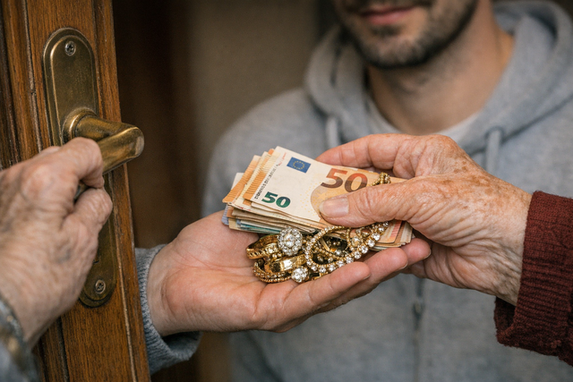 Immer wieder fallen vor allem Senioren und Seniorinnen auf die hinlänglich bekannte Masche der Betrüger rein. Diese geben sich als falsche Polzisten aus, welche nach Einbrüchen oder Überfällen in der Nachbarschaft  Wertgegenstände sichern müssten. | Foto: Montserrat Manke/generiert mit KI-Copilot