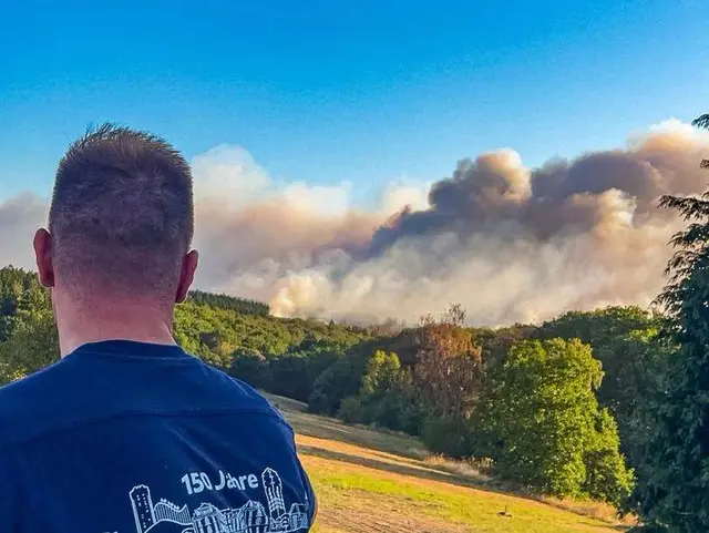 Brühler Feuerwehrleute halfen bei der Bekämpfung des Brandes im Hürtgenwald. | Foto: Feuerwehr Brühl