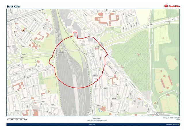 Der Gefahrenbereich ist rot markiert. | Foto: Stadt Köln