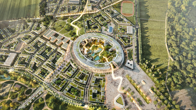 So könnten Olympiastadion und Olympisches und Paralympisches Dorf im späteren Kölner Stadtteil Kreuzfeld aussehen. | Foto: Visualisierung: planquadrat