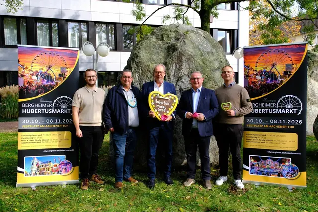 Stadt und Veranstaltungsteam freuen sich wieder auf den Hubertusmarkt. | Foto: Foto: Kreisstadt Bergheim 