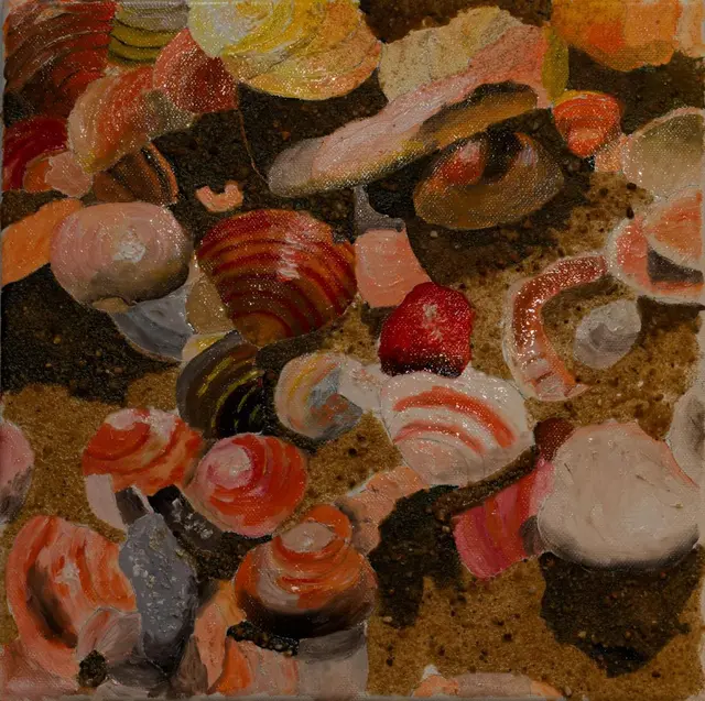 "Muscheln am Strand" von Harmut Goerrings, 
Öl, 30 cm x 30 cm.  | Foto: Hartmut Goerrings