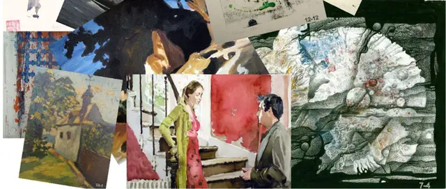 Einige Werke aus der Artothek des Kunstvereins Wesseling.  | Foto: Margot Keila